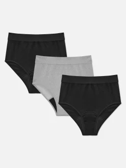 Outlet Gerippte Slips Mit Hohem Bund, 3er-Pack Damen Slips