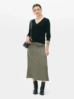 New Gerippter Cardigan Mit V-Ausschnitt Damen Pullover Und Cardigans