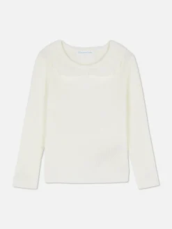 Hot Gerippter Pullover Mit Rüschenkragen Kinder Pullover Und Cardigans