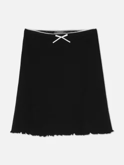 New Gerippter Rock Mit Gekräuseltem Saum Kinder Röcke