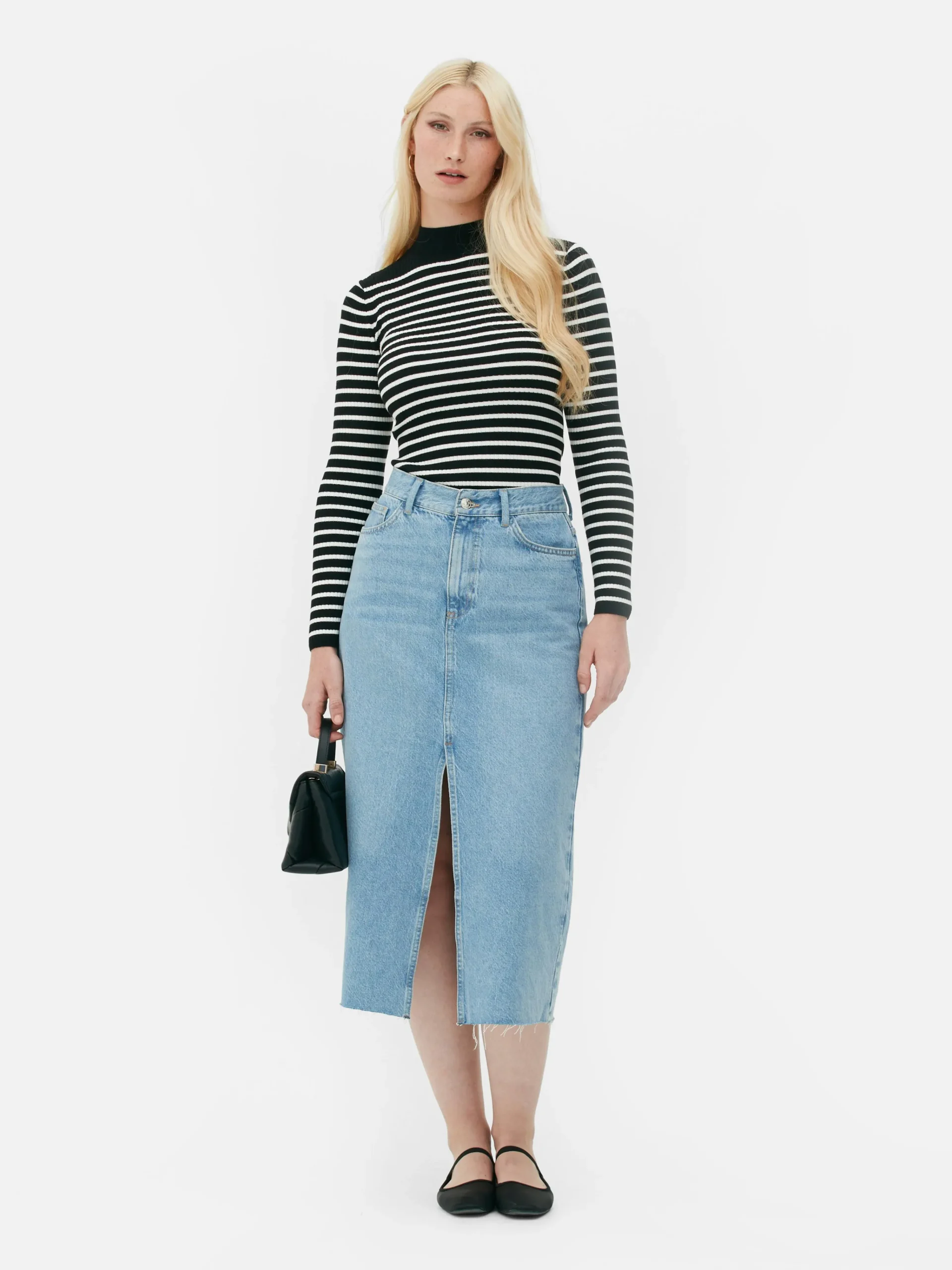 Sale Geripptes, Hochgeschlossenes Top Damen Pullover Und Cardigans