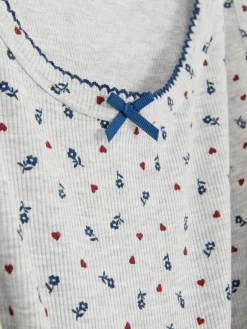 Best Geripptes Schlafanzug-Tanktop Mit Blümchenmuster Damen Schlafanzugoberteile