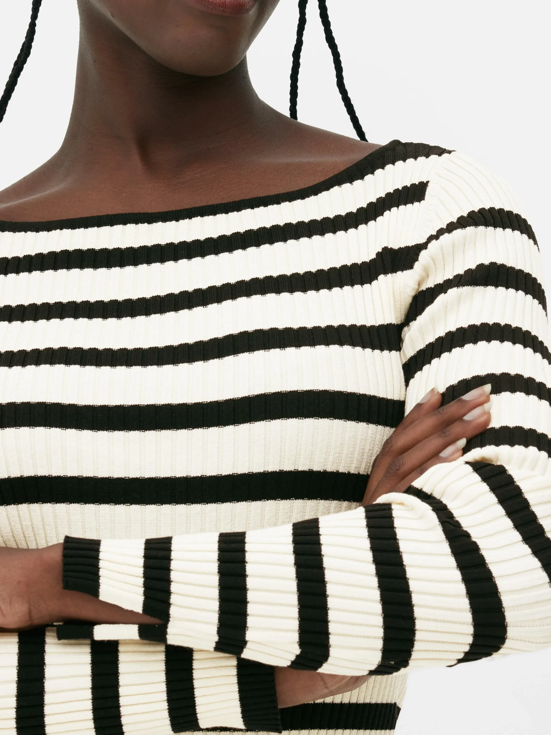 Discount Geripptes Top Mit U-Boot-Ausschnitt Damen Pullover Und Cardigans