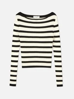 Discount Geripptes Top Mit U-Boot-Ausschnitt Damen Pullover Und Cardigans