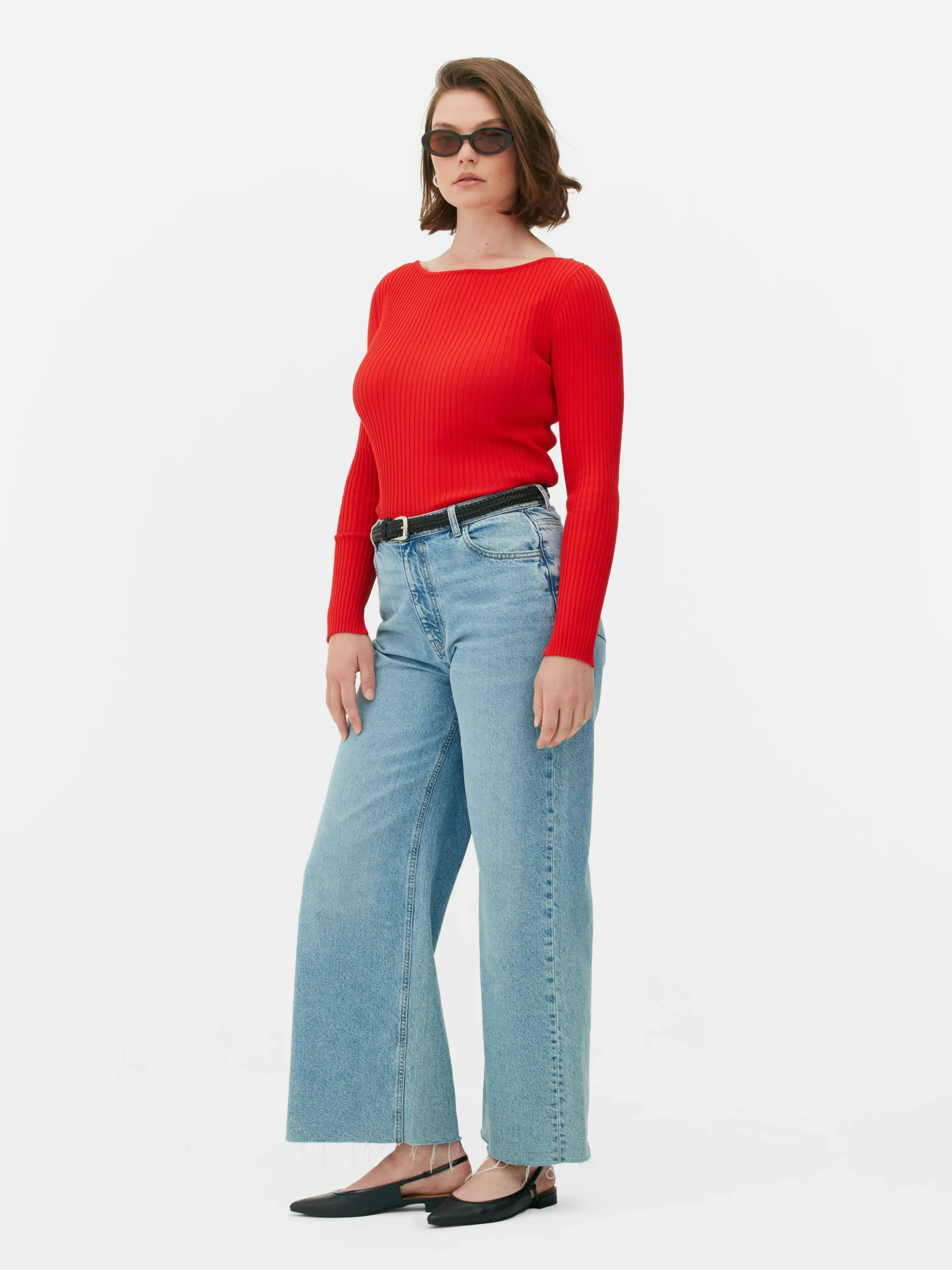 Clearance Geripptes Top Mit U-Boot-Ausschnitt Damen Pullover Und Cardigans