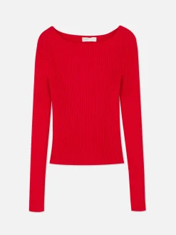 Clearance Geripptes Top Mit U-Boot-Ausschnitt Damen Pullover Und Cardigans