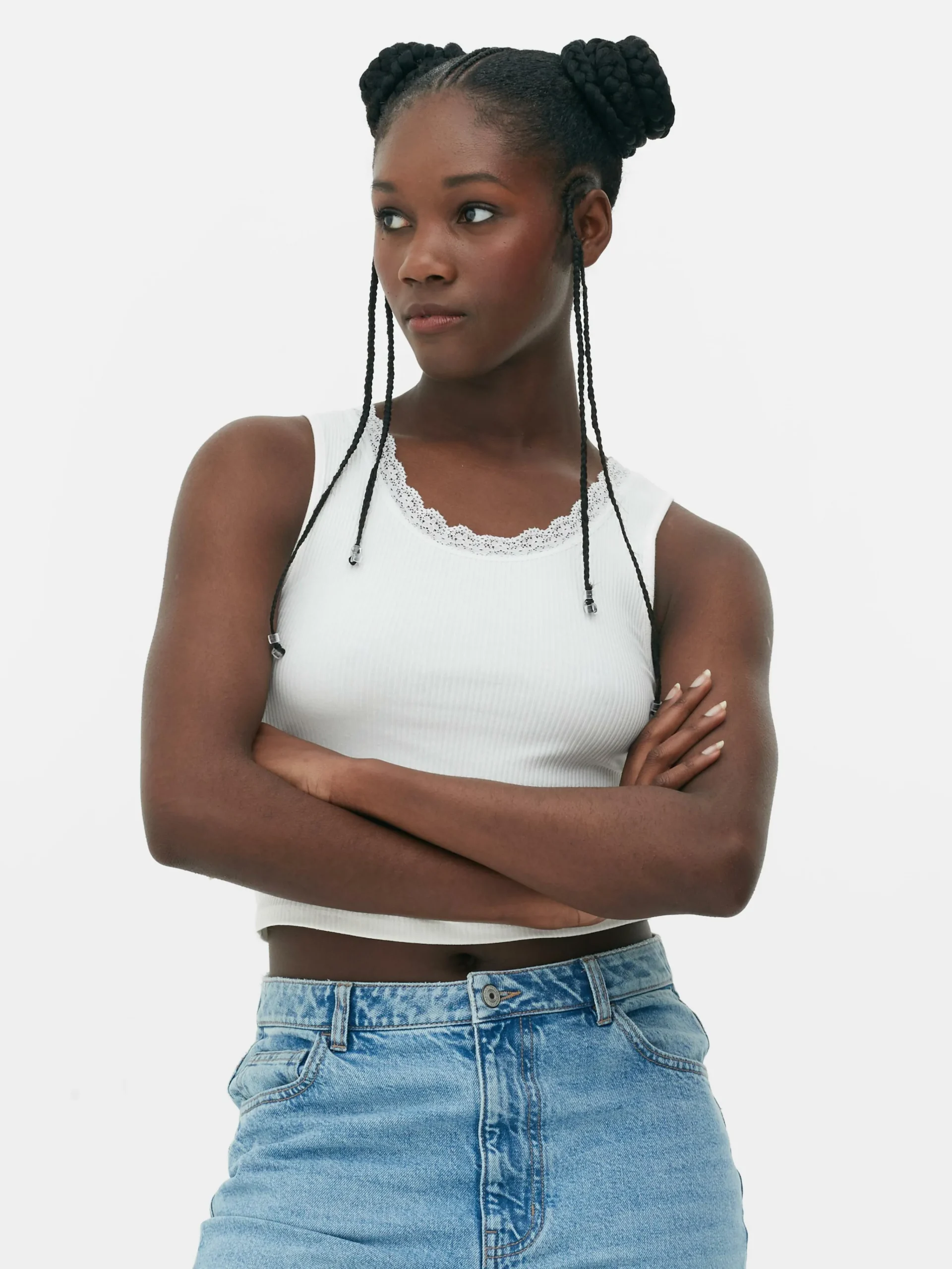 Discount Geripptes Trägertop Mit Spitzenbesatz Damen Tops Und T-Shirts