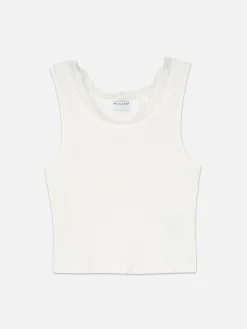 Discount Geripptes Trägertop Mit Spitzenbesatz Damen Tops Und T-Shirts