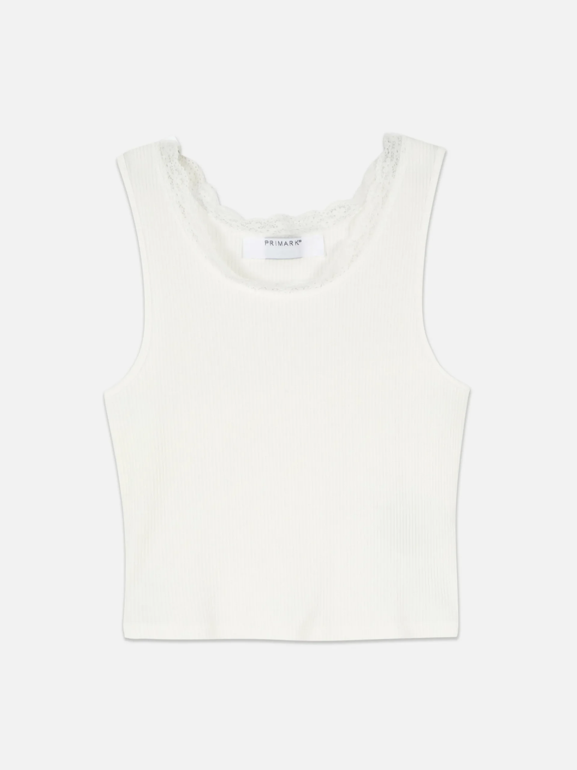 Discount Geripptes Trägertop Mit Spitzenbesatz Damen Tops Und T-Shirts