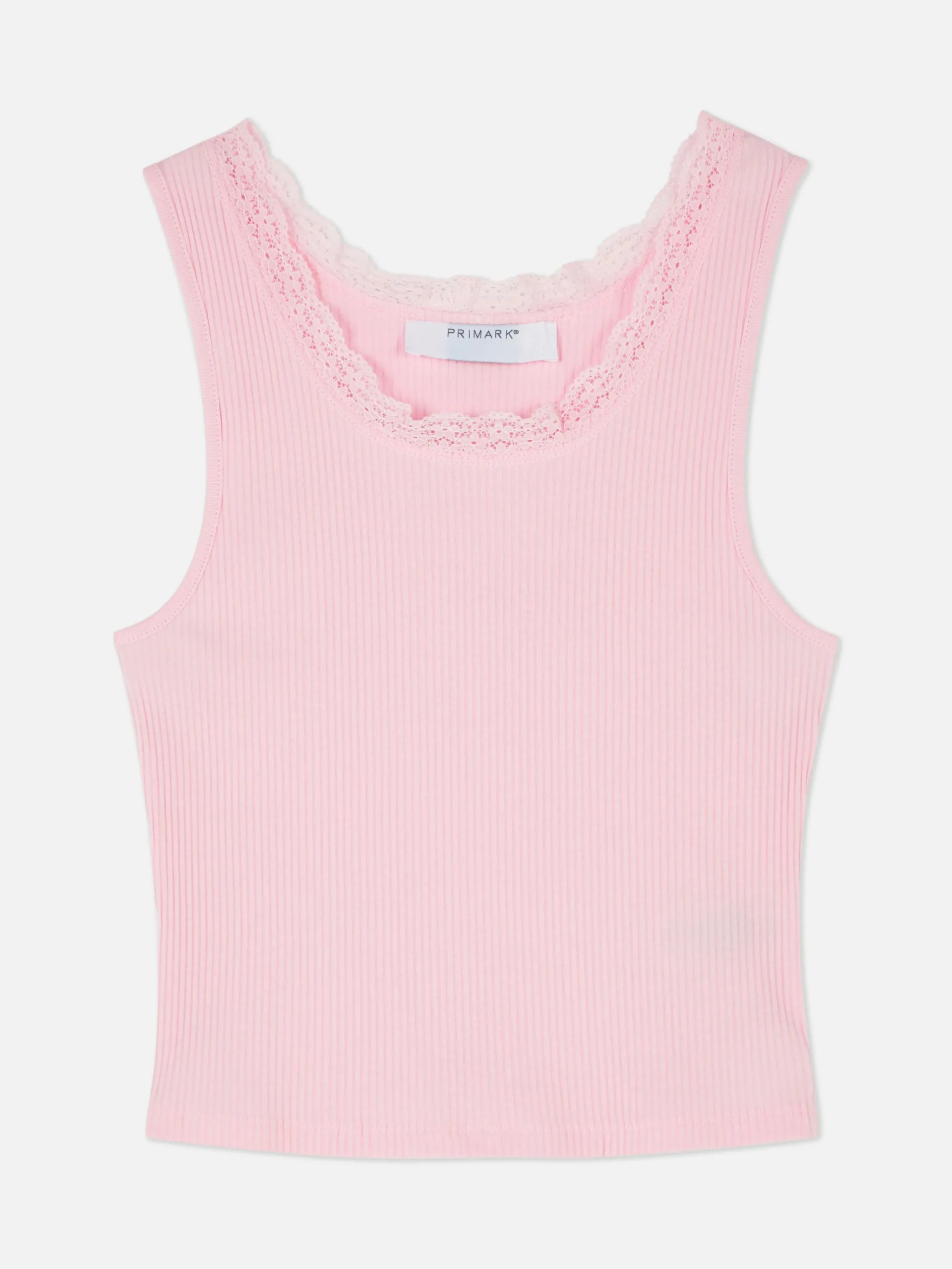 Clearance Geripptes Trägertop Mit Spitzenbesatz Damen Tops Und T-Shirts