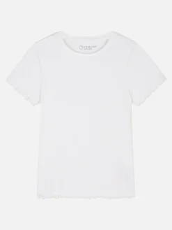 Discount Geripptes T-Shirt Mit Gekräuseltem Saum Kinder Tops Und T-Shirts