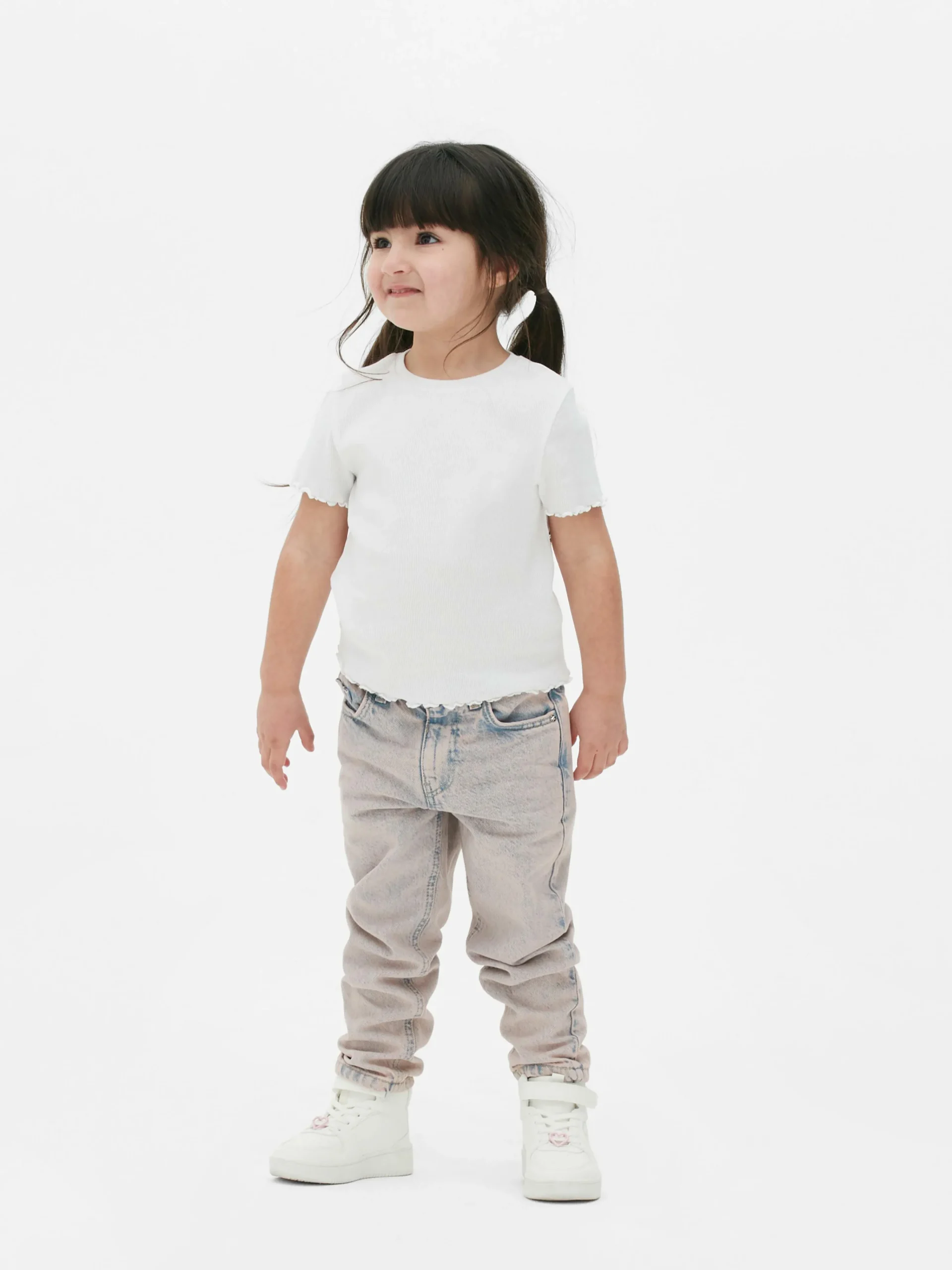 Geripptes T-Shirt Mit Gekräuseltem Saum Kinder Tops Und T-Shirts