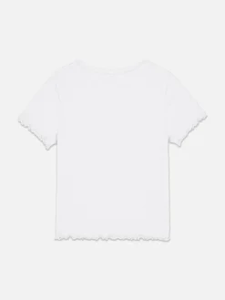 Geripptes T-Shirt Mit Gekräuseltem Saum Kinder Tops Und T-Shirts