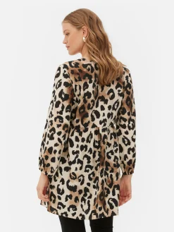 Outlet Gesmoktes Minikleid Mit V-Ausschnitt Damen Kleider