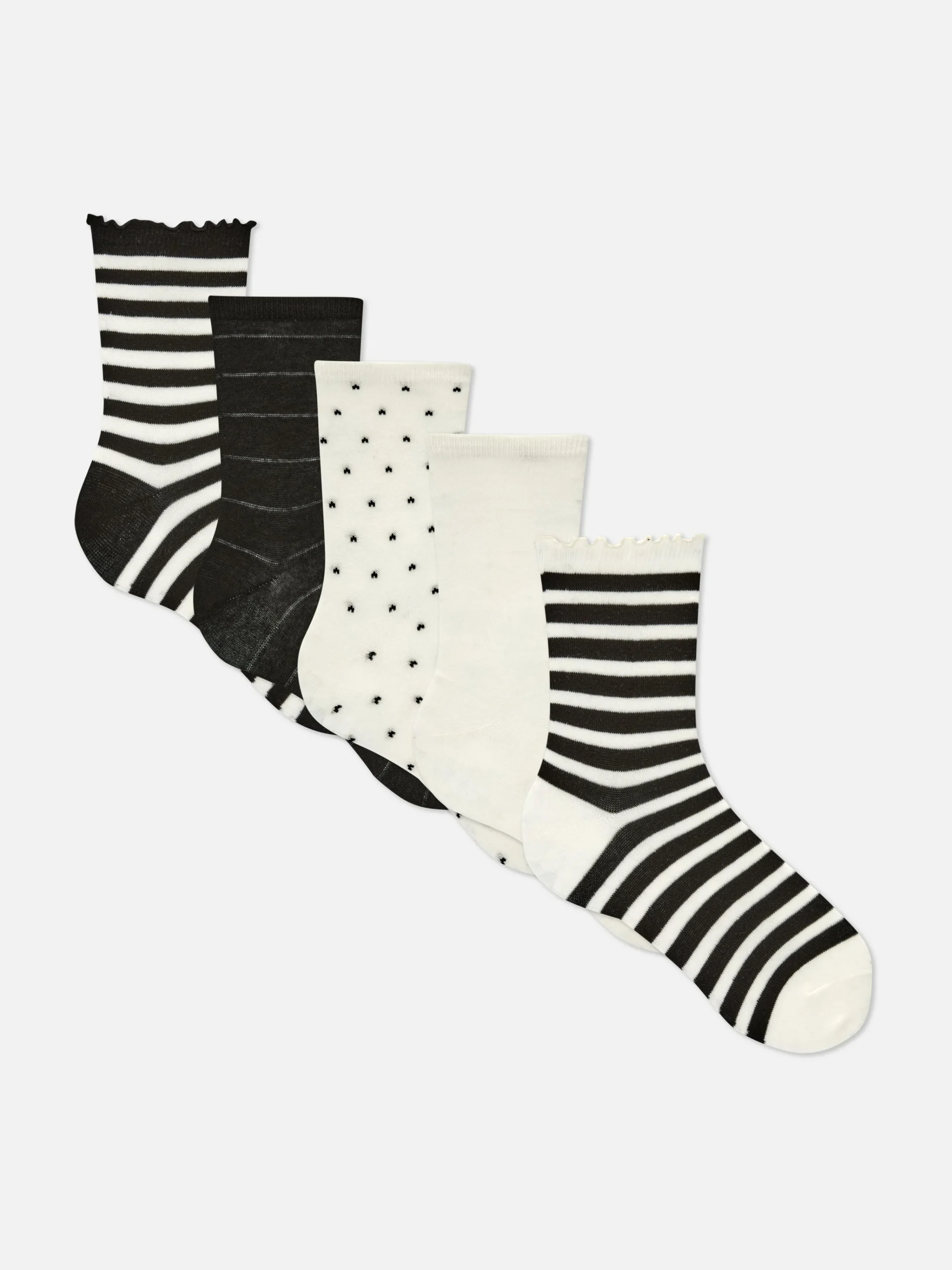 Outlet Gestreifte, Monochrome Socken, 5er-Pack Damen Socken