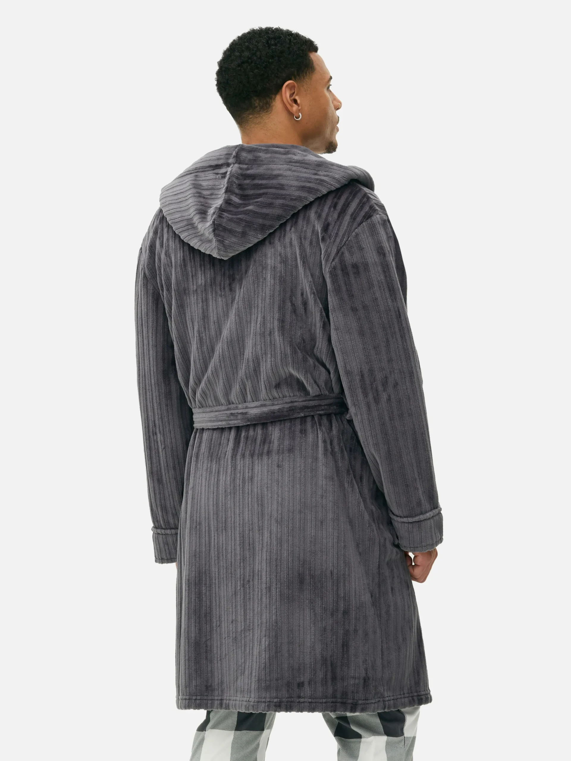 Clearance Gestreifter Bademantel Mit Ausgebranntem Effekt Herren Schlafanzüge