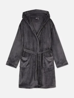 Clearance Gestreifter Bademantel Mit Ausgebranntem Effekt Herren Schlafanzüge