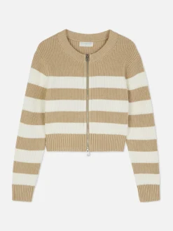 Outlet Gestreifter Cardigan Mit Reißverschluss Kinder Pullover Und Cardigans