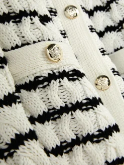 Gestreifter Cardigan Mit Zopfmuster Damen Pullover Und Cardigans