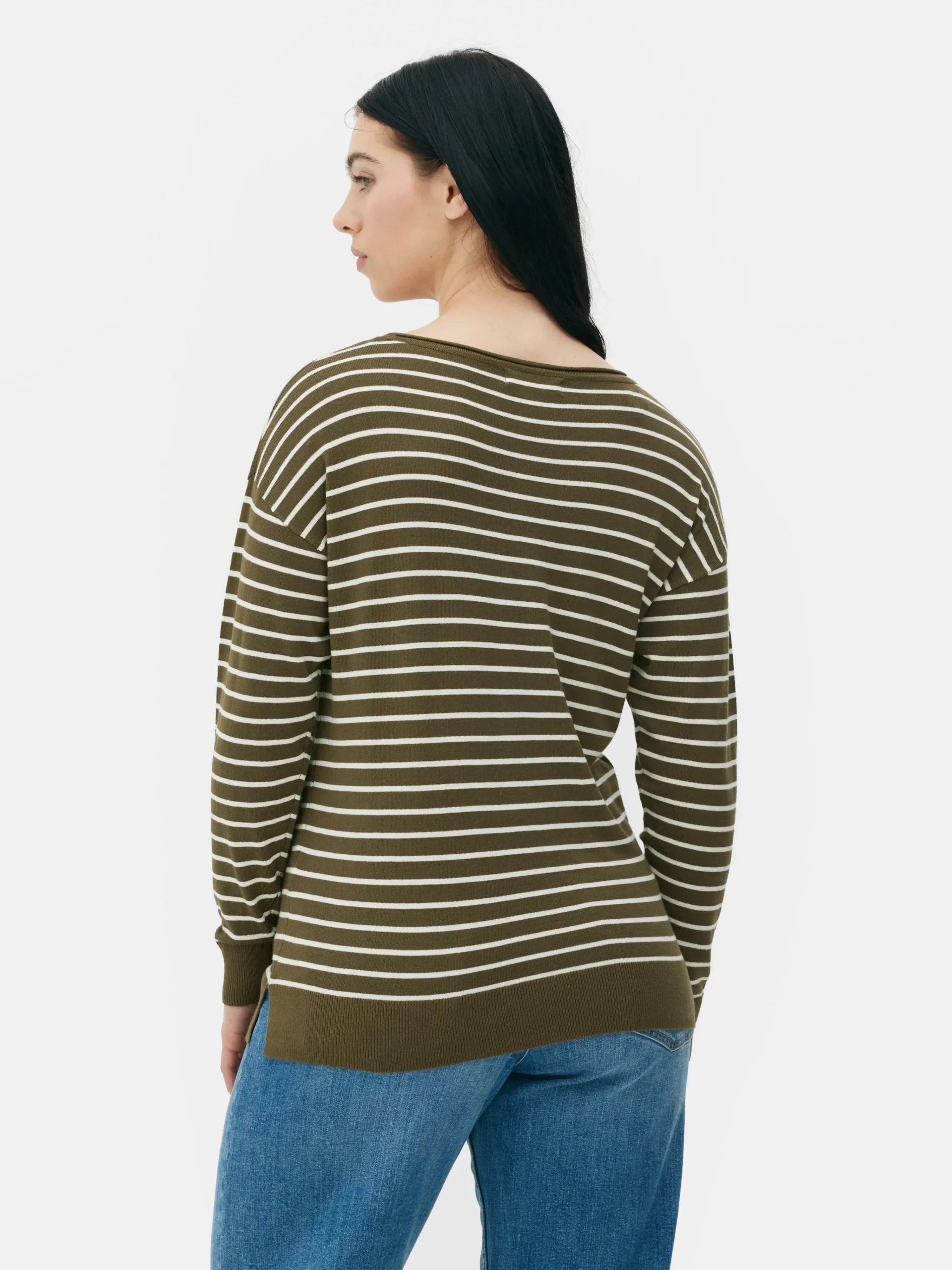 Online Gestreifter Feinstrickpullover Mit U-Boot-Ausschnitt Damen Pullover Und Cardigans