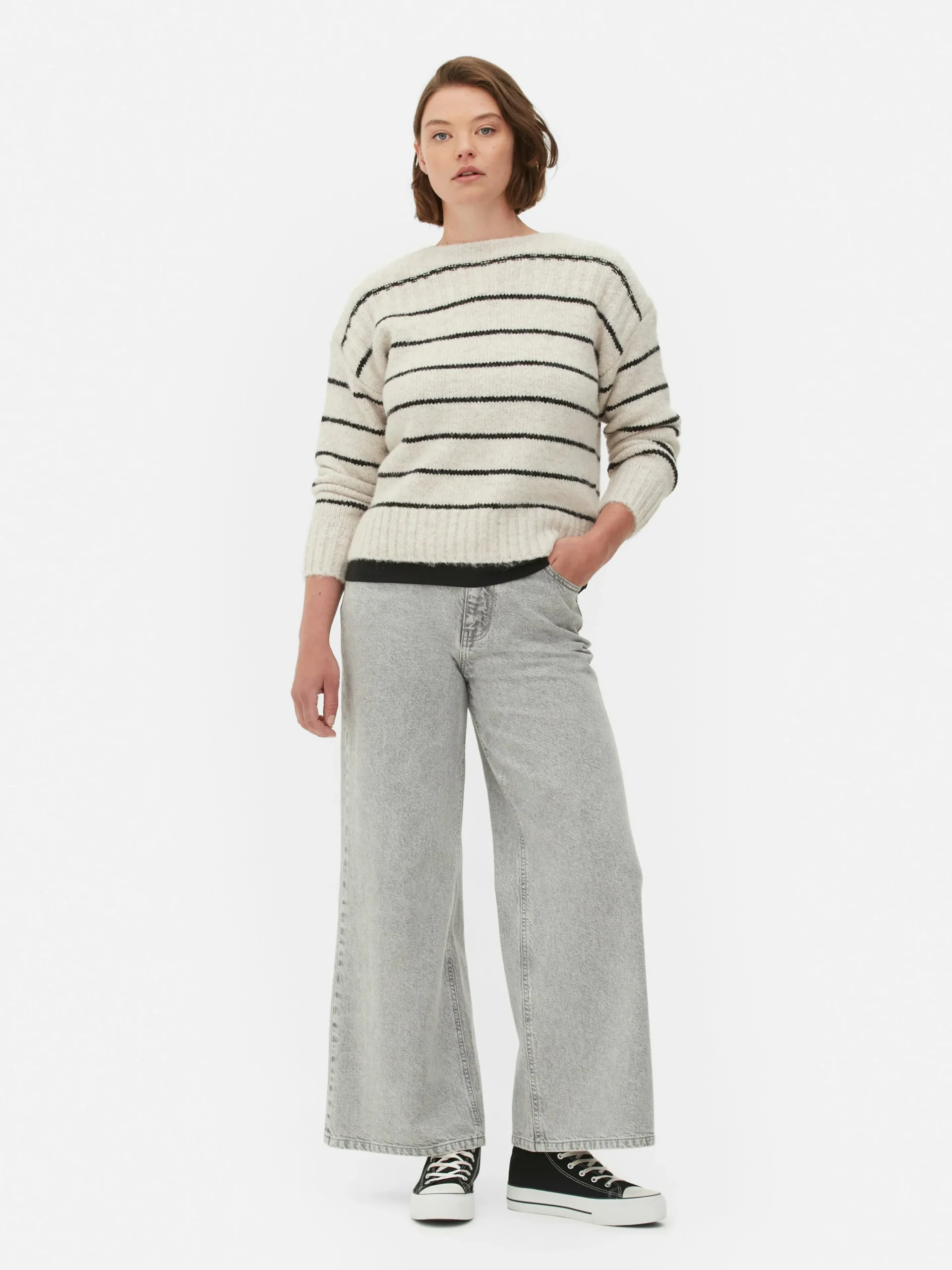 New Gestreifter Pullover Mit Geradem Schnitt Damen Pullover Und Cardigans