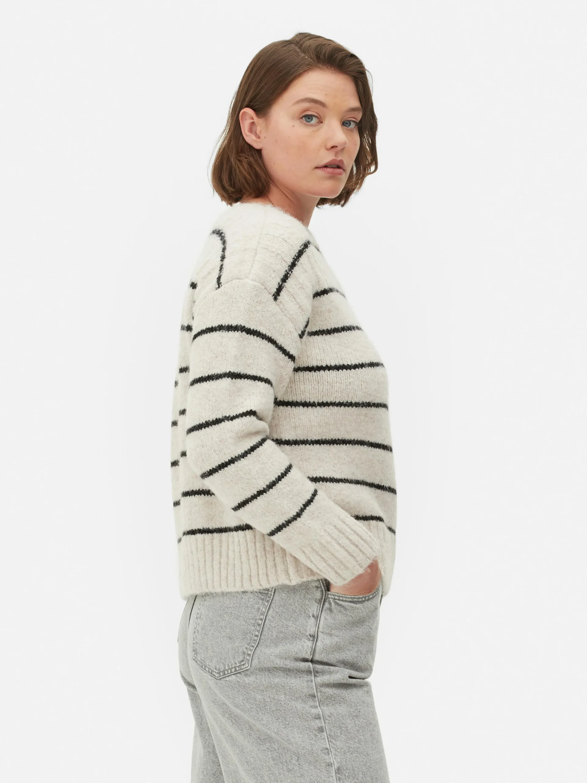 New Gestreifter Pullover Mit Geradem Schnitt Damen Pullover Und Cardigans