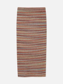 Online Gestreifter „Rita Ora“ Strick-Midirock Zum Kombinieren Damen Röcke