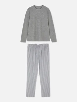 Gestreifter Schlafanzug Aus Gebürsteter Baumwolle Herren Schlafanzüge