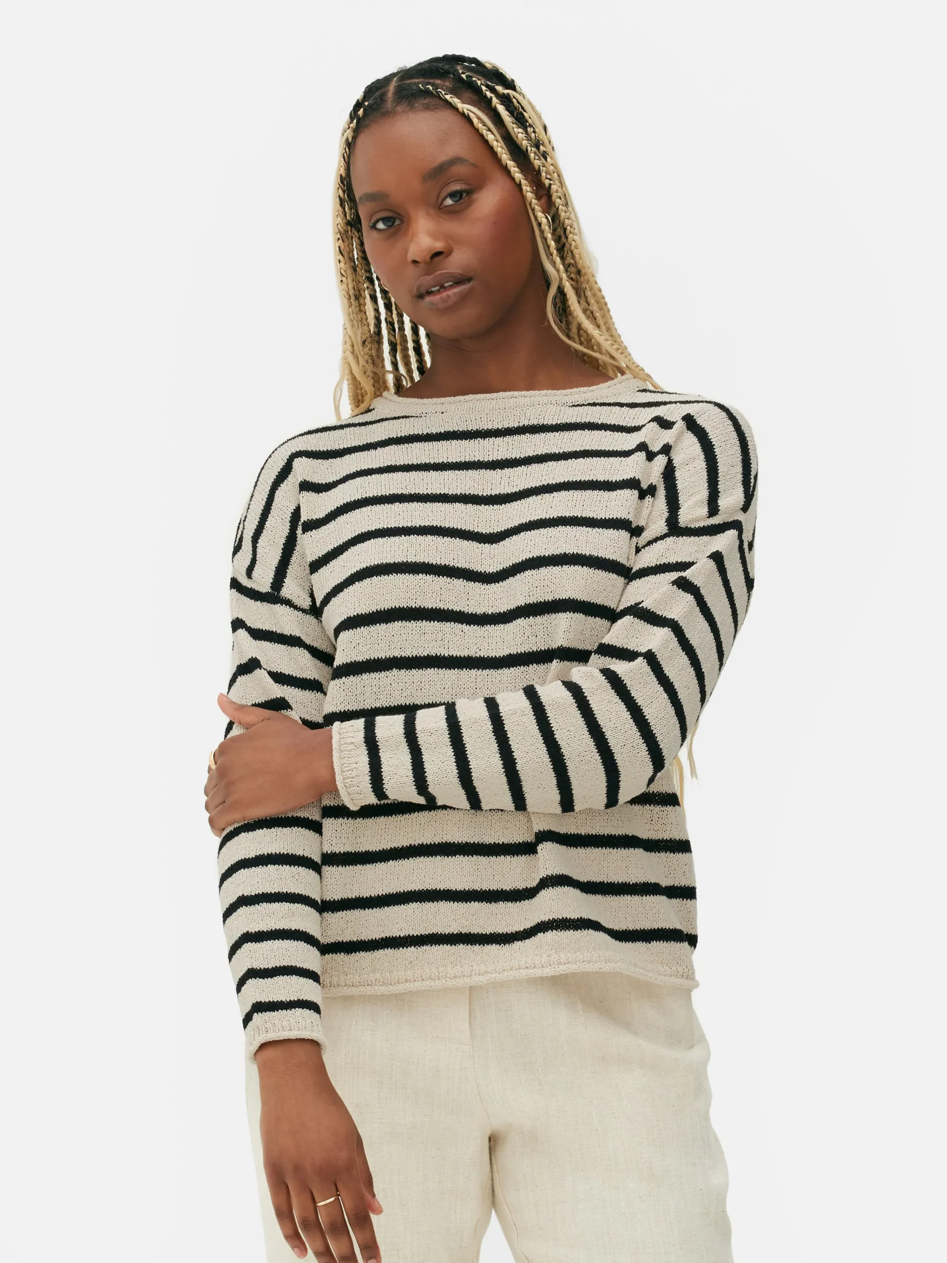 Sale Gestreifter Strickpullover Damen Pullover Und Cardigans