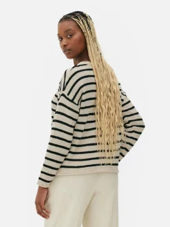 Sale Gestreifter Strickpullover Damen Pullover Und Cardigans