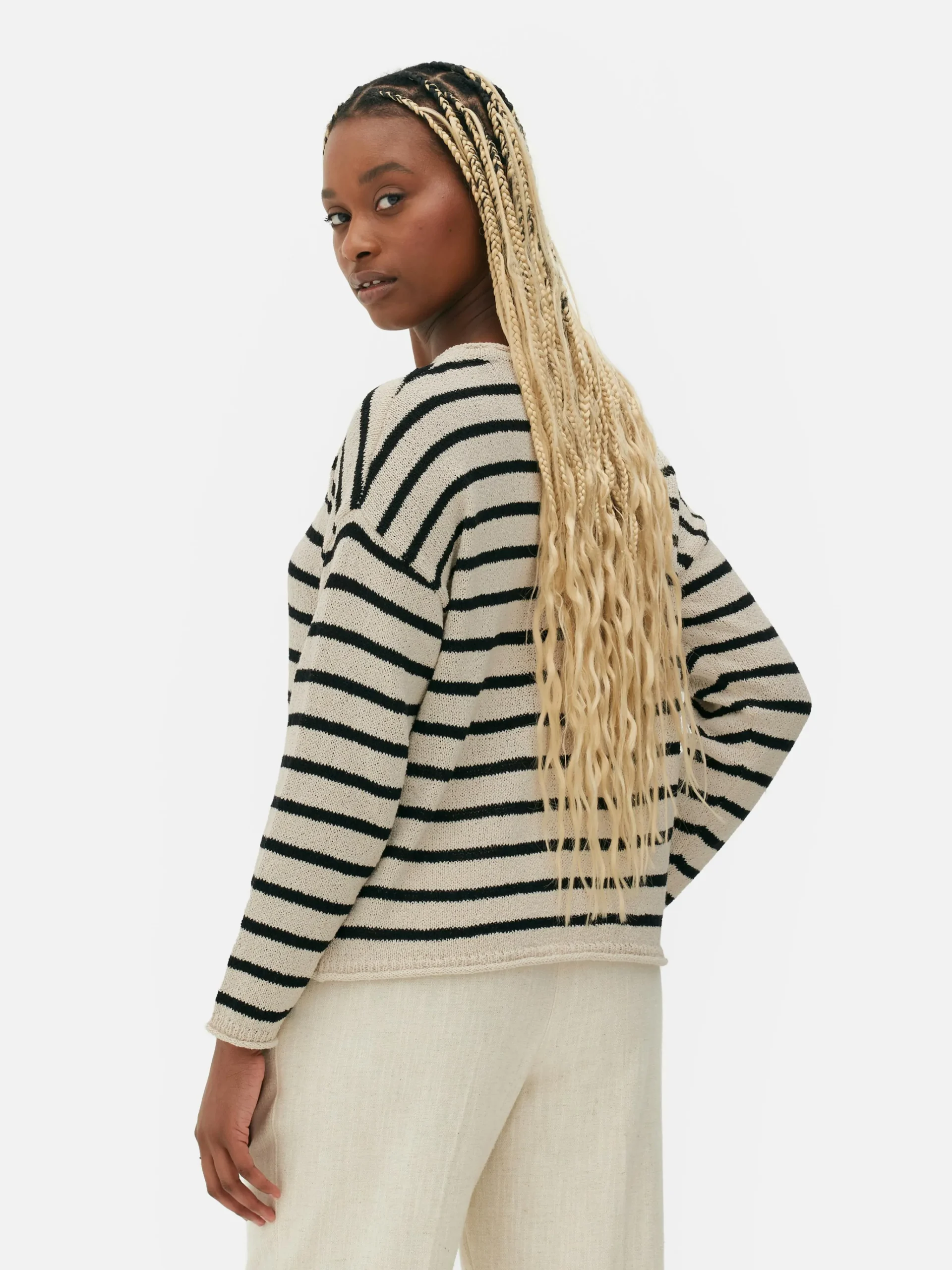 Sale Gestreifter Strickpullover Damen Pullover Und Cardigans