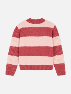 Hot Gestreifter Strickpullover Mit Zopfmuster Kinder Pullover Und Cardigans