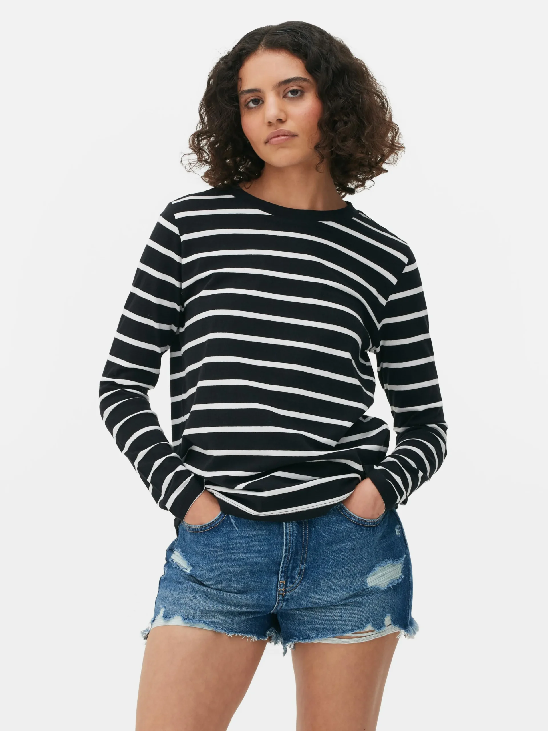 New Gestreiftes Langarmtop Damen Tops Und T-Shirts