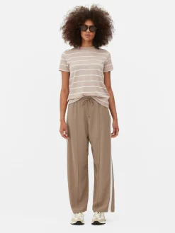 Gestreiftes T-Shirt Mit Rundhalsausschnitt Damen Tops Und T-Shirts