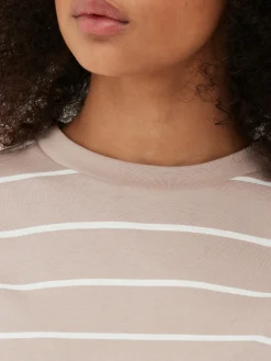 Gestreiftes T-Shirt Mit Rundhalsausschnitt Damen Tops Und T-Shirts