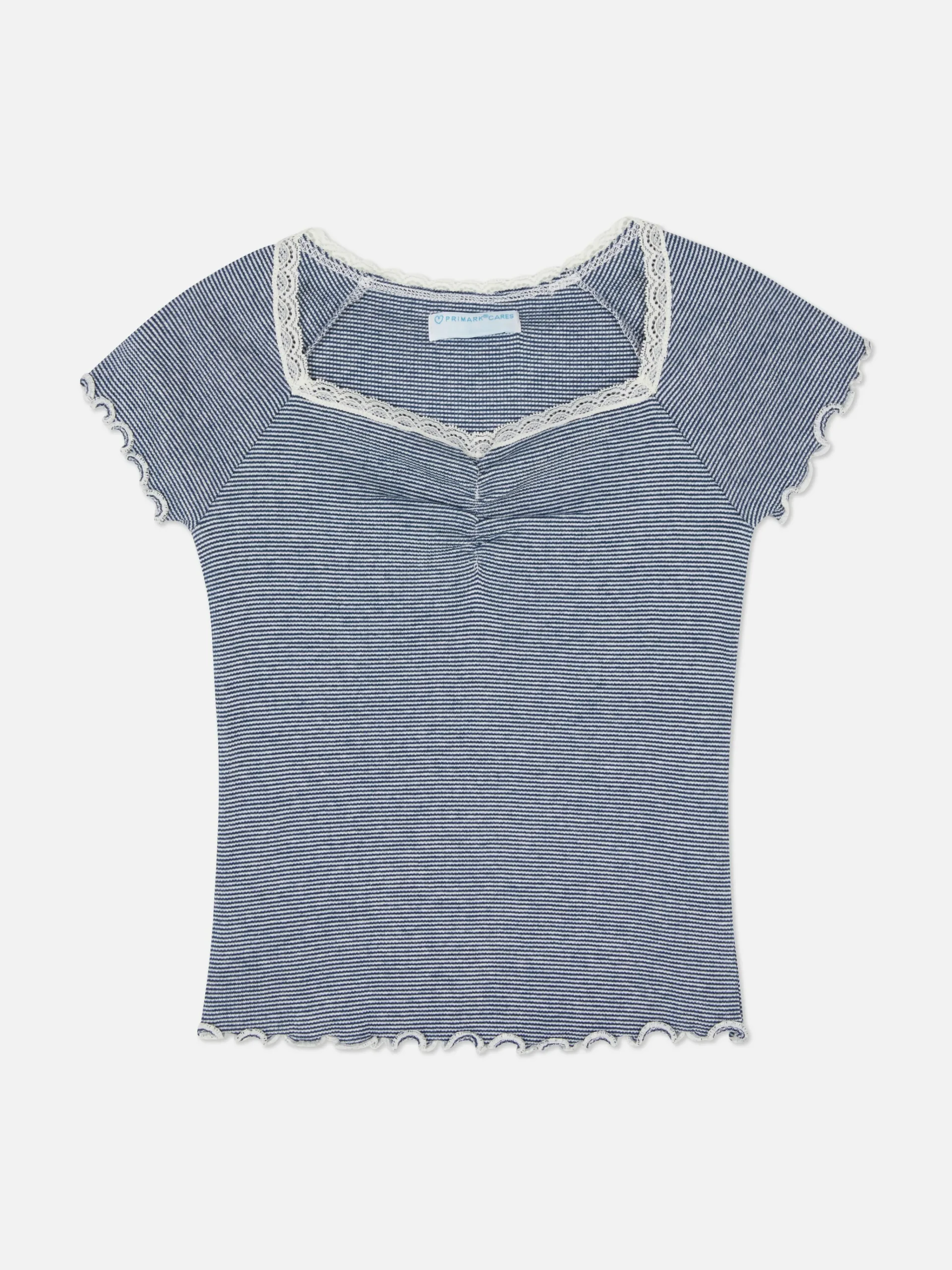 Best Gestreiftes T-Shirt Mit Spitzenbesatz Kinder Tops Und T-Shirts