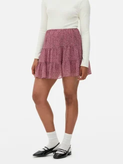 Sale Gestufter Chiffon-Minirock Zum Kombinieren Damen Röcke