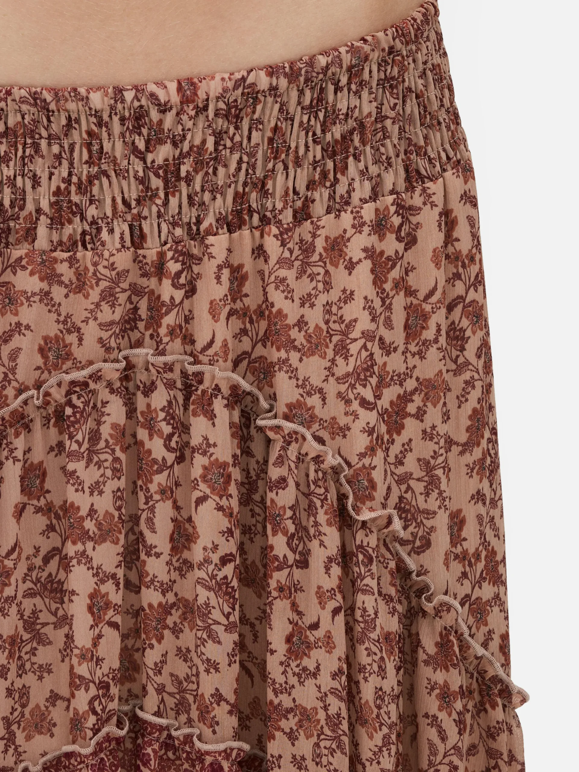 Hot Gestufter „Rita Ora“ Maxirock Aus Chiffon Damen Röcke