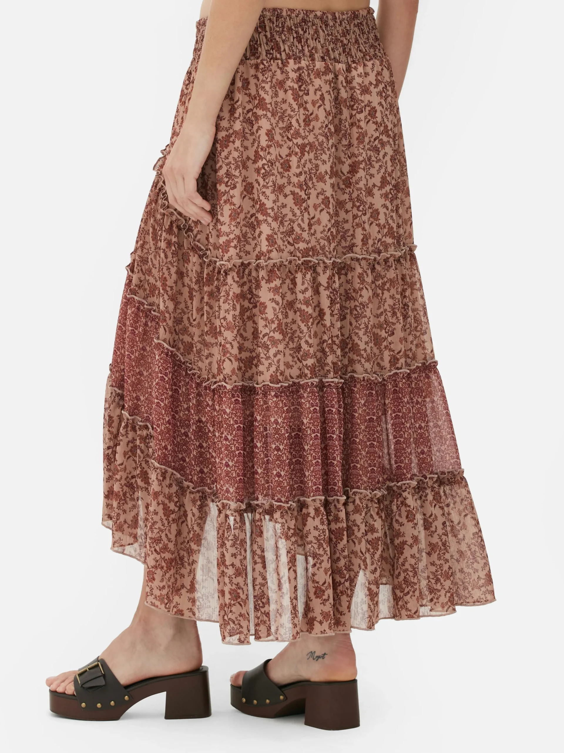 Hot Gestufter „Rita Ora“ Maxirock Aus Chiffon Damen Röcke