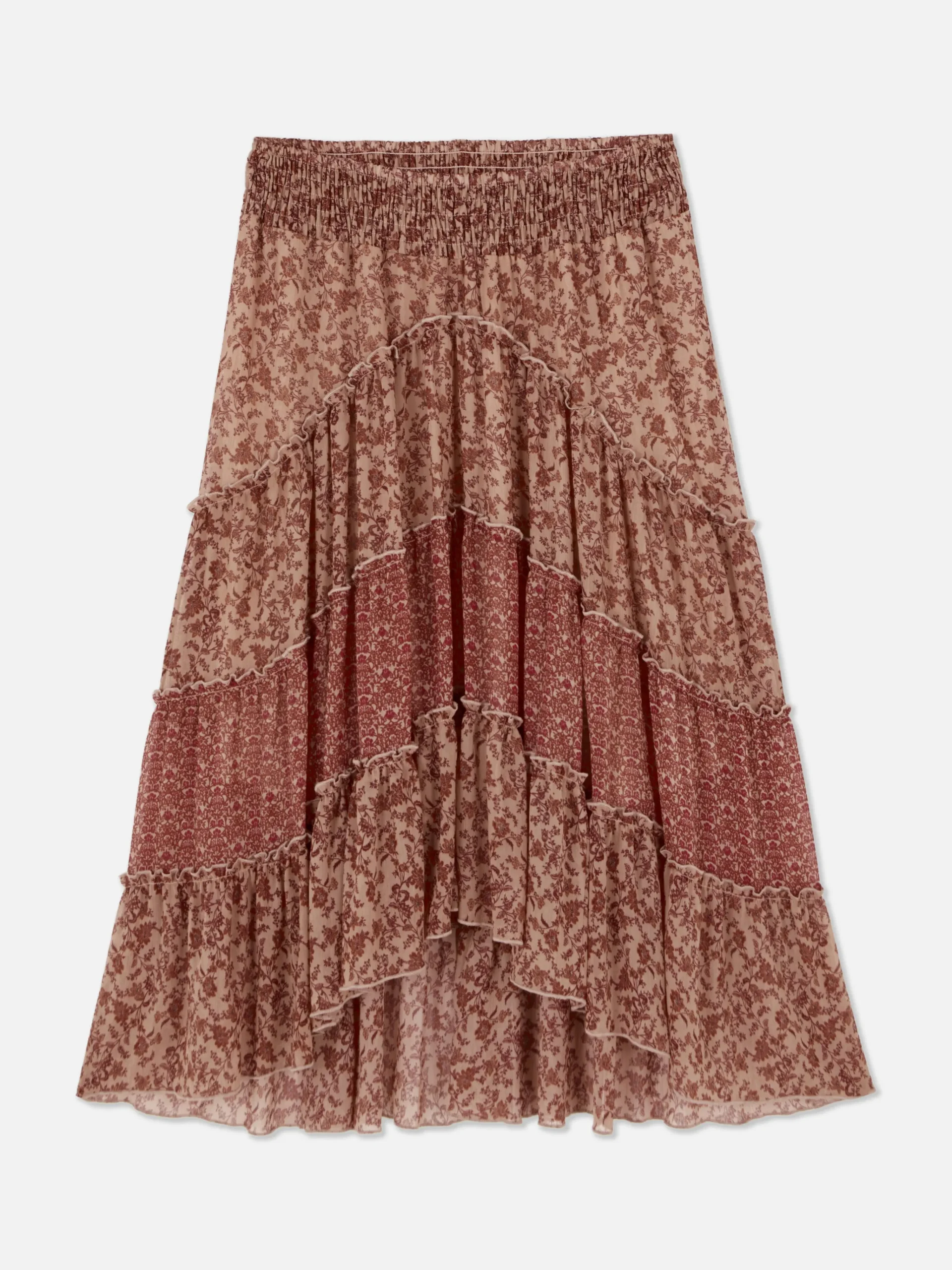 Hot Gestufter „Rita Ora“ Maxirock Aus Chiffon Damen Röcke