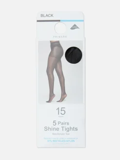 Online Glänzende Strumpfhosen, 15 DEN, 5er-Pack Damen Strumpfhosen