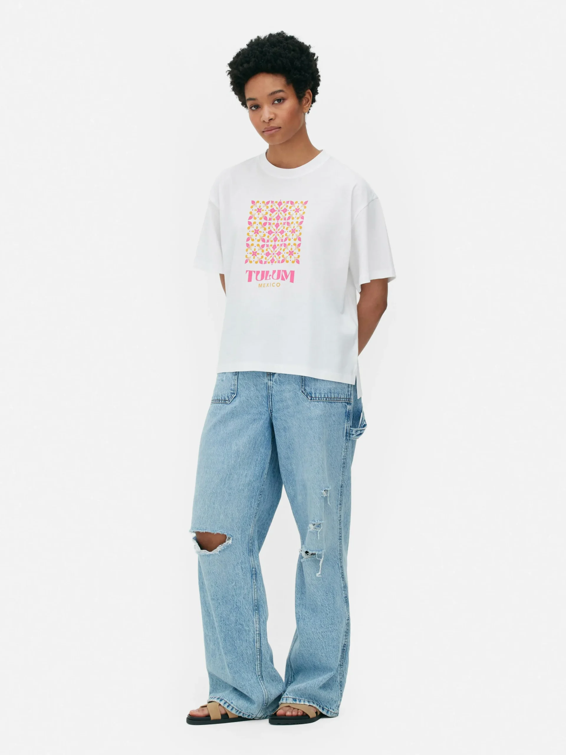 Clearance Grafik-T-Shirt Mit Geradem Schnitt Damen Tops Und T-Shirts