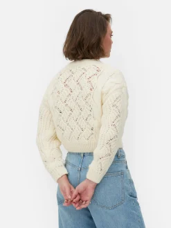 Hot Grobmaschiger „Rita Ora“ Strickpullover Mit Zopfmuster Damen Pullover Und Cardigans