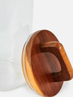 Großer Glaskanister Mit Holzgriff Geschirr