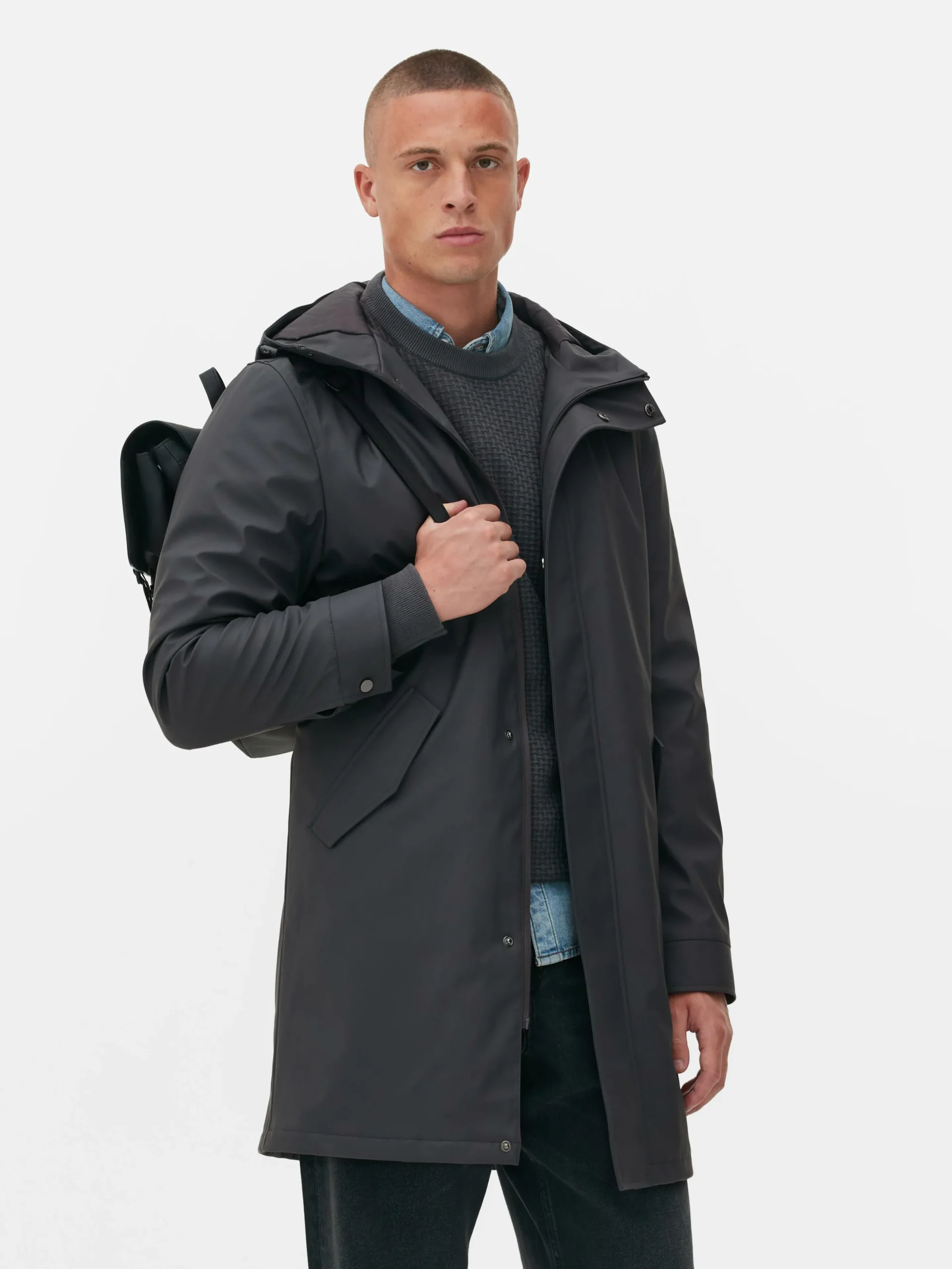 Discount Gummierter Parka Mit Kapuze Herren Jacken Und Mäntel