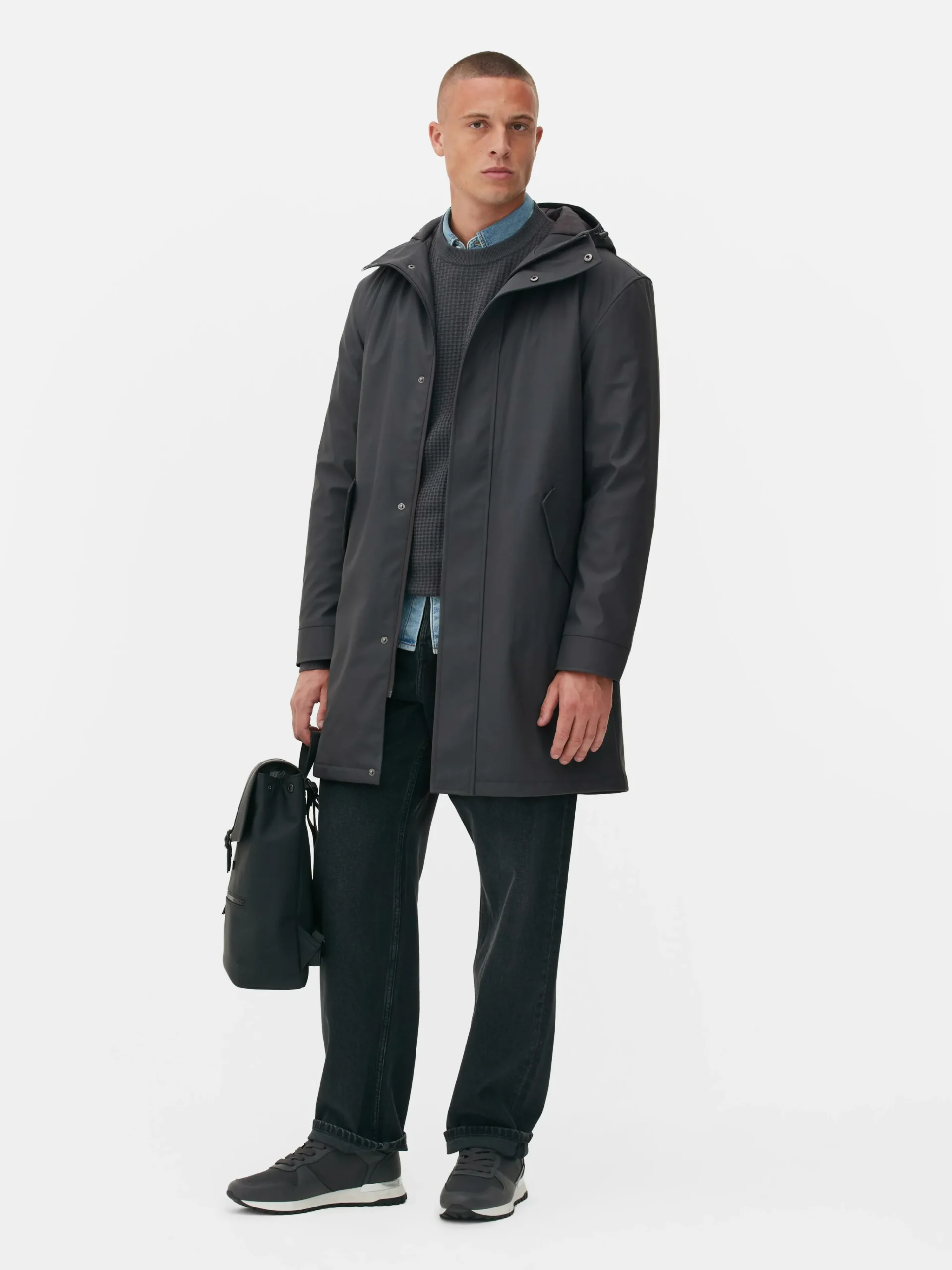 Discount Gummierter Parka Mit Kapuze Herren Jacken Und Mäntel