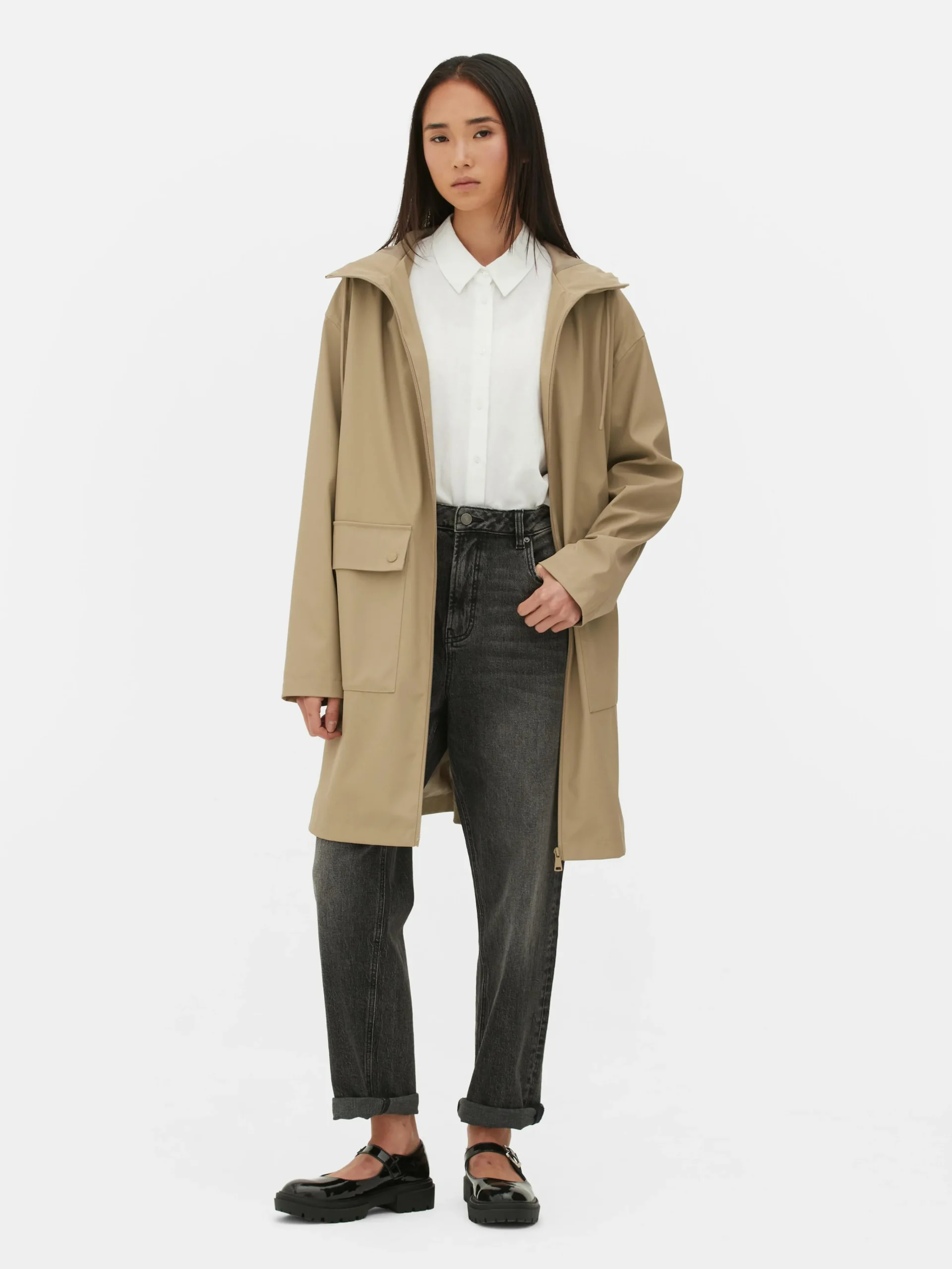 New Gummierter Regenmantel Mit Kapuze Damen Jacken Und Mäntel