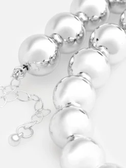 Sale Halskette Mit Kugel In Metallic-Optik Damen Schmuck