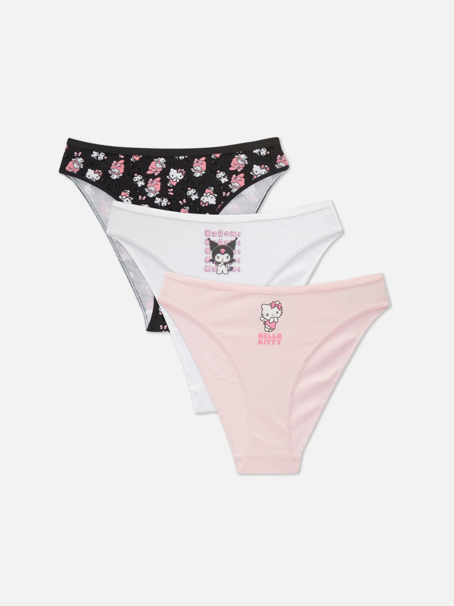 Discount „Hello Kitty“ Slips Mit Hohem Beinausschnitt, 3er-Pack Damen Slips