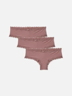 Hot Hipster-Slips Mit Spitzenbesatz, 3er-Pack Damen Slips